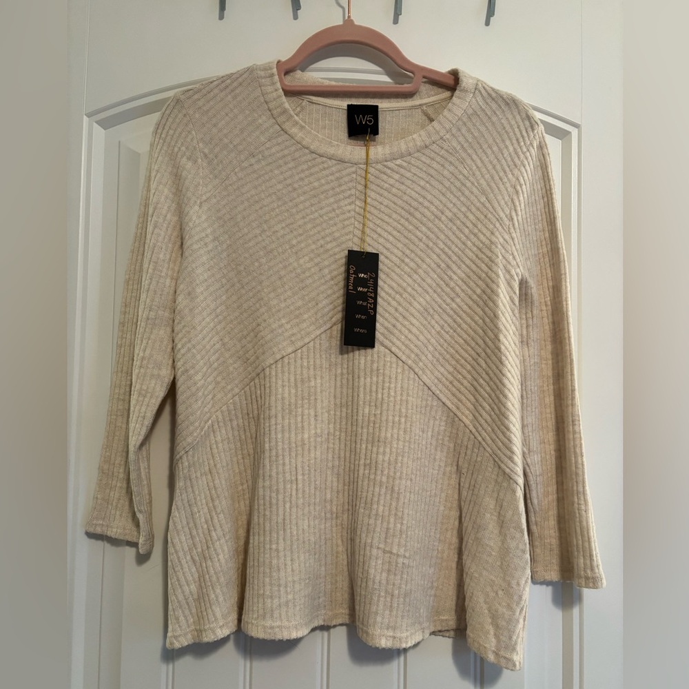 NWT- W5 by Anthropologie 3/4 Sleeve Ribbed Top - Size S